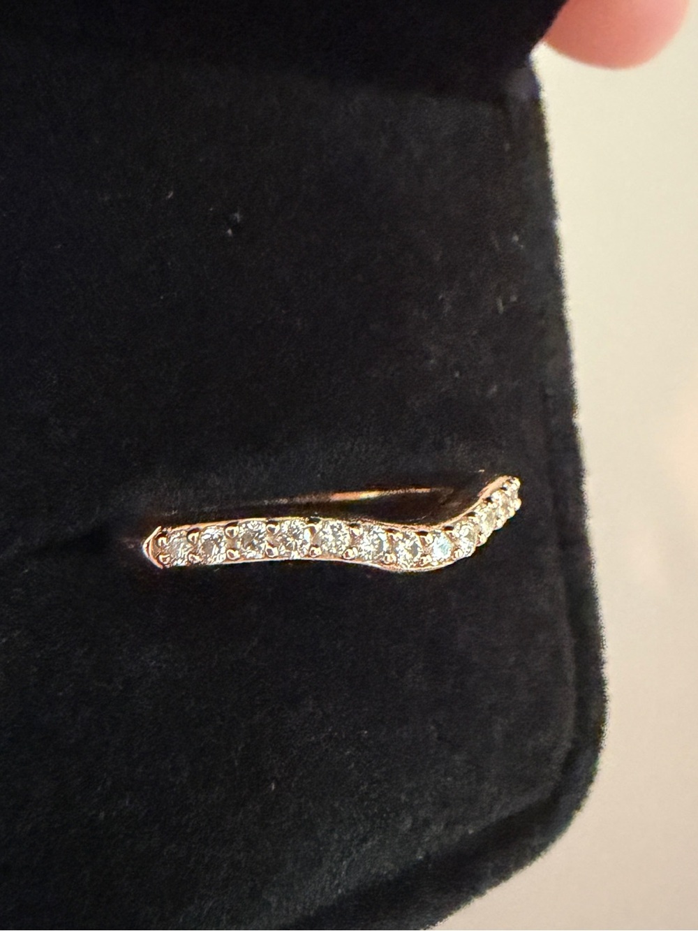 Jared 14K Rose Gold Diamond Wedding Band | Curved Diamond Pavé Ring